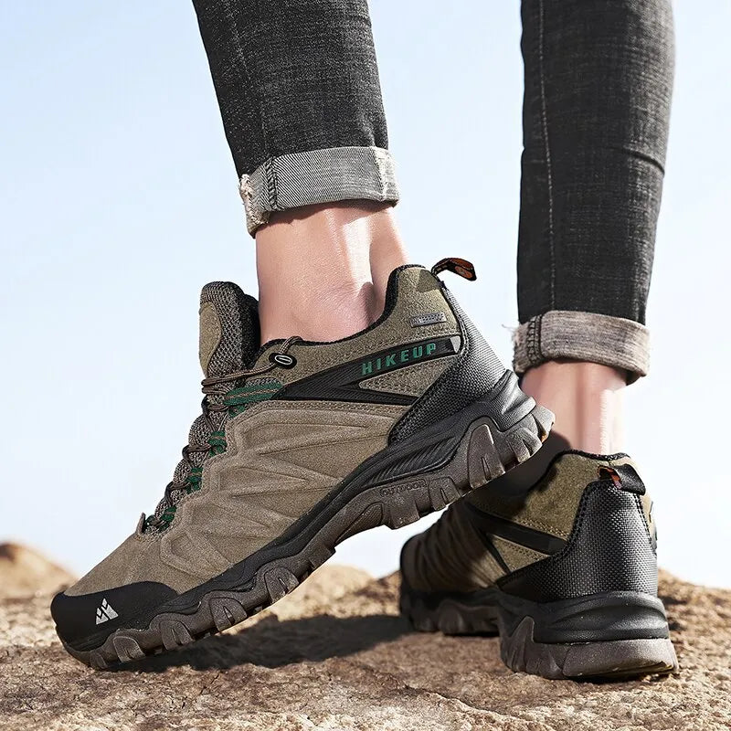 Chaussures de randonnée homme en cuir, semelle caoutchouc