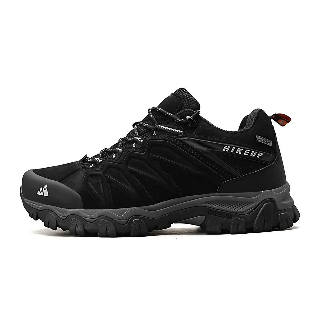 Chaussures de randonnée homme en cuir, semelle caoutchouc, noir