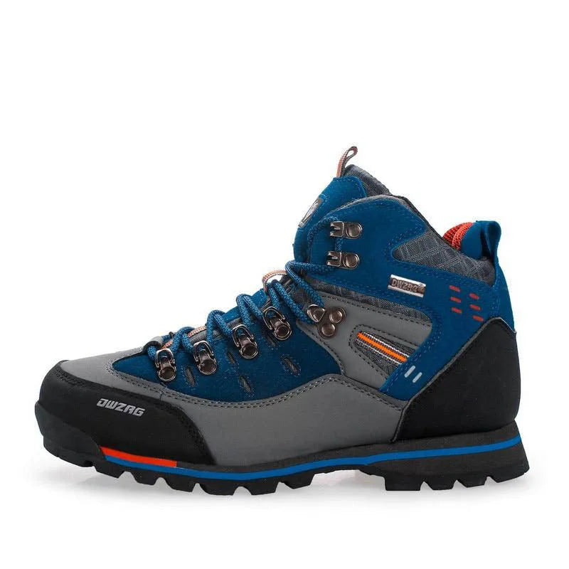 Chaussures de randonnée homme imperméables, semelle caoutchouc, bleu
