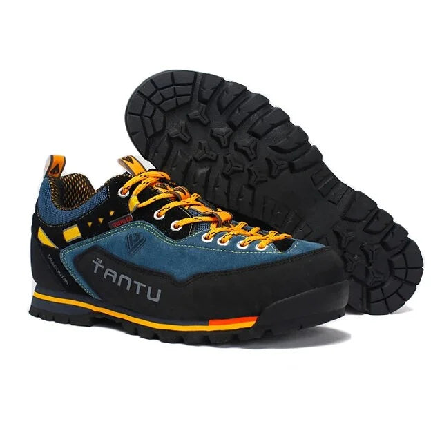 Chaussures de randonnée homme, semelle crantée, jaune ou rouge