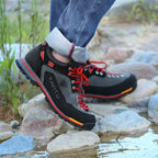 Chaussures de randonnée homme, semelle crantée, jaune ou rouge