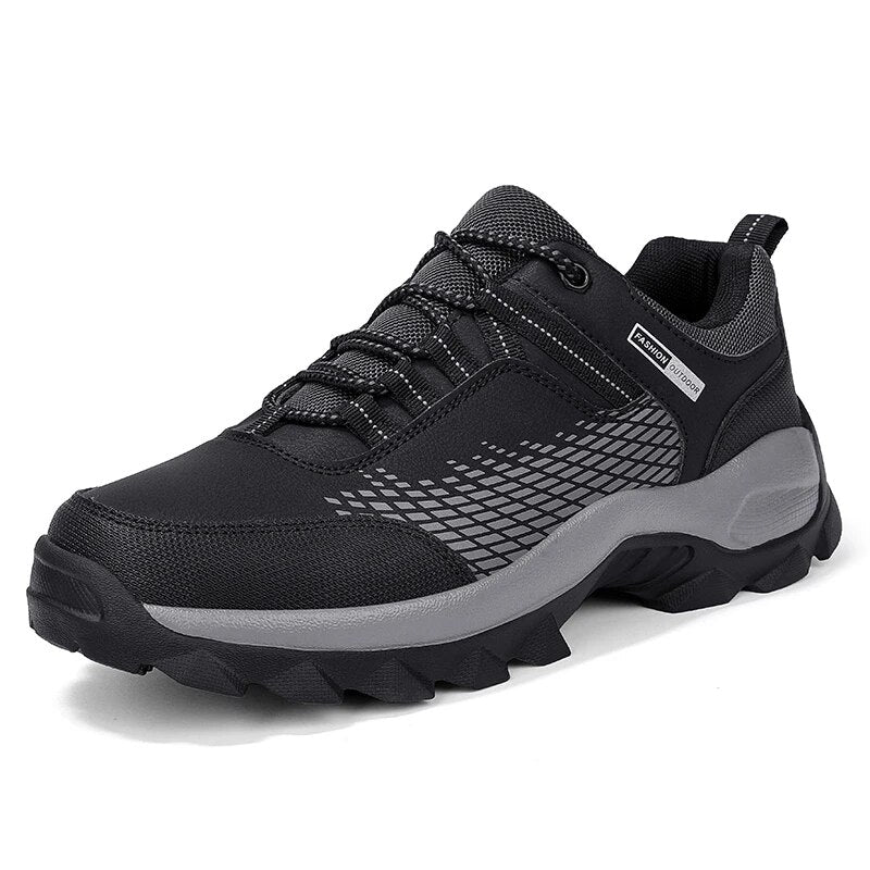 Chaussures de randonnée homme imperméables à lacets, motif étoilé, noir