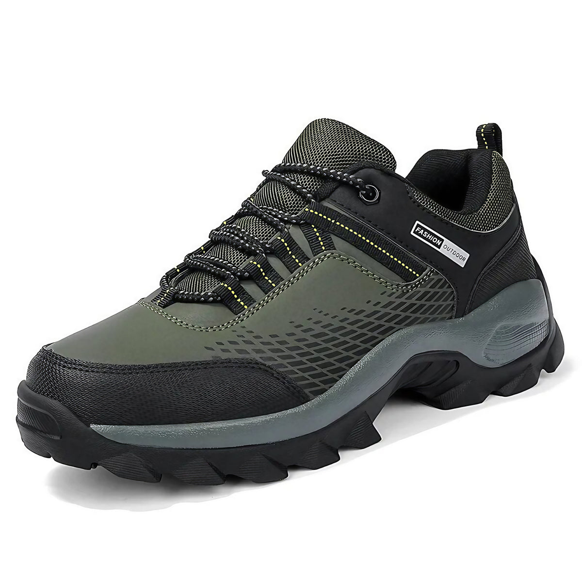 Chaussures de randonnée homme imperméables à lacets, motif étoilé, vert
