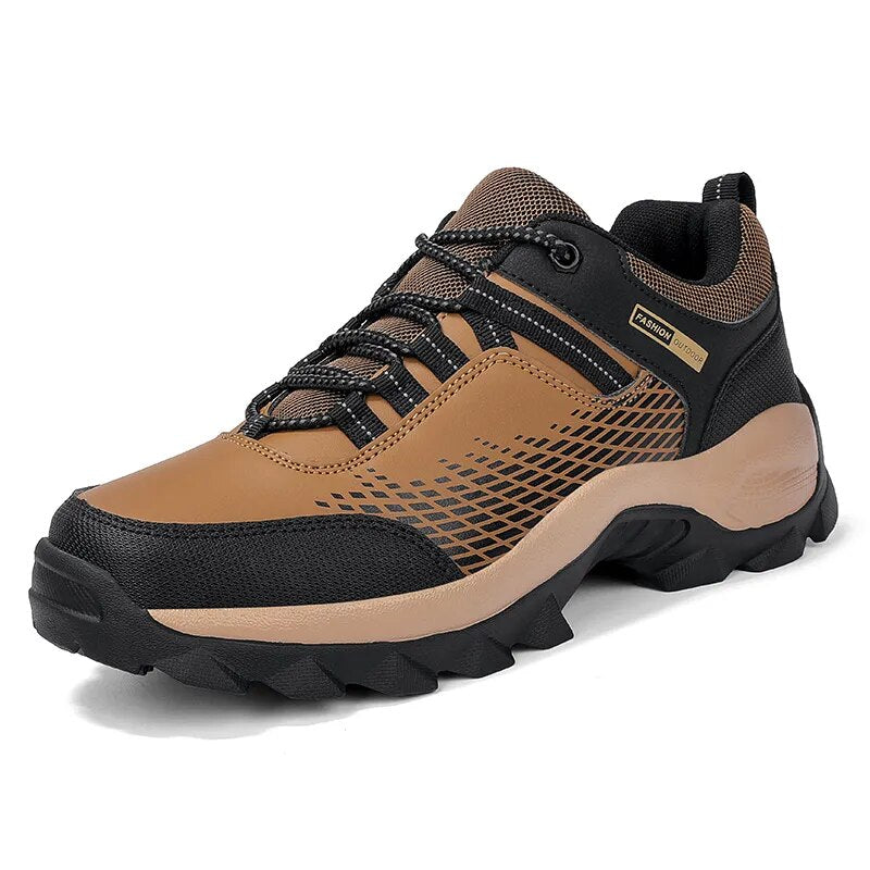 Chaussures de randonnée homme imperméables à lacets, motif étoilé, marron