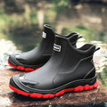 Chaussures de randonnée homme étanches, sans lacets, noir et rouge