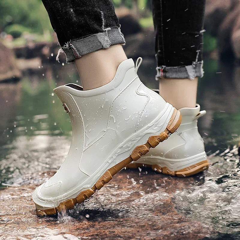 Chaussures de randonnée homme étanches, sans lacets, beige