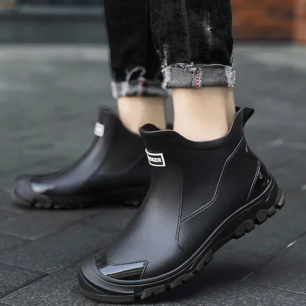 Chaussures de randonnée homme étanches, sans lacets, noir