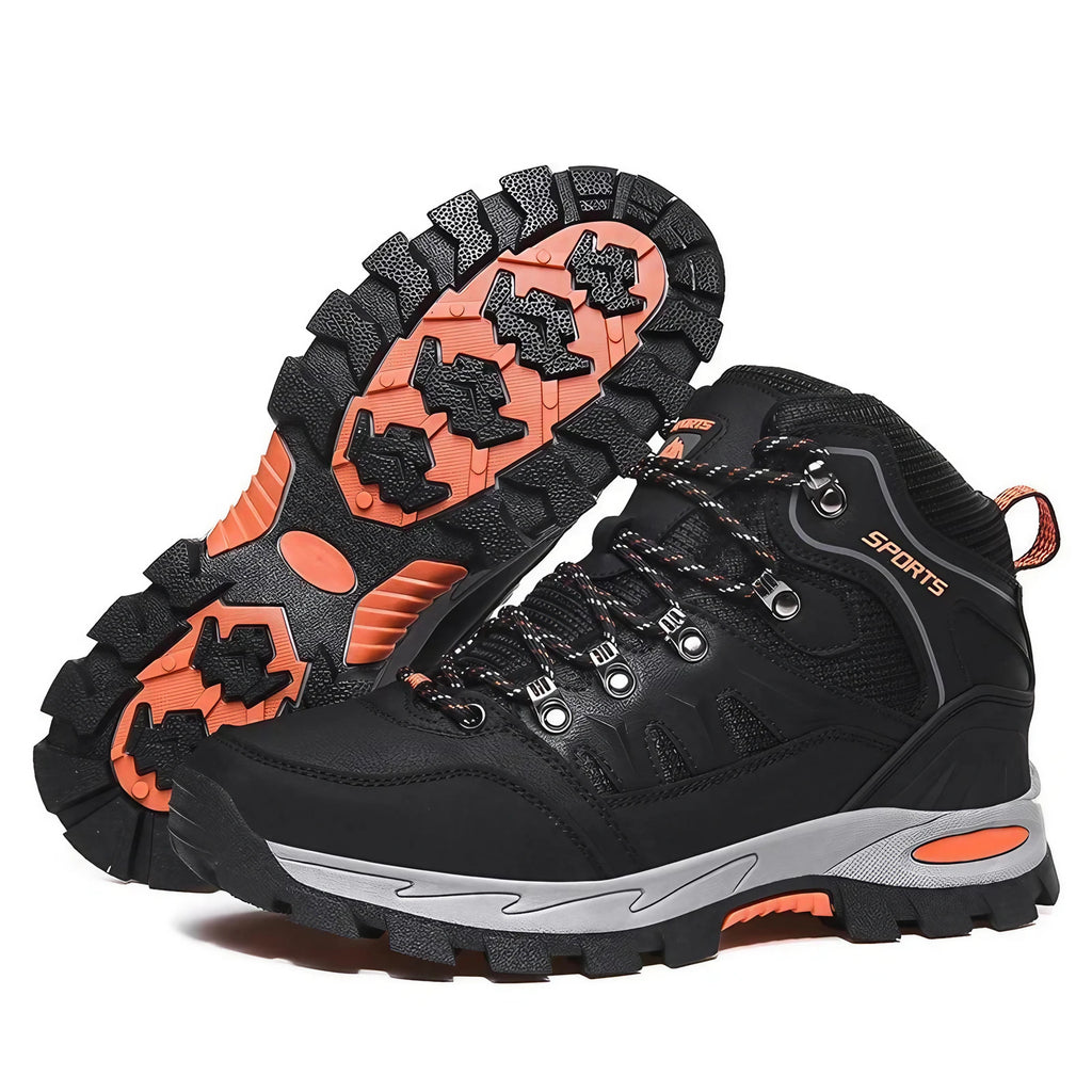 Chaussures de randonnée montantes mixtes, semelle en caoutchouc, noir