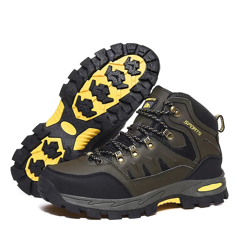 Chaussures de randonnée montantes mixtes, semelle en caoutchouc, vert militaire