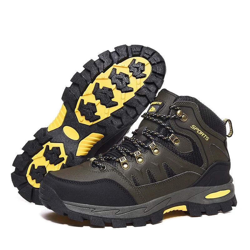 Chaussures de randonnée montantes mixtes, semelle en caoutchouc, vert militaire