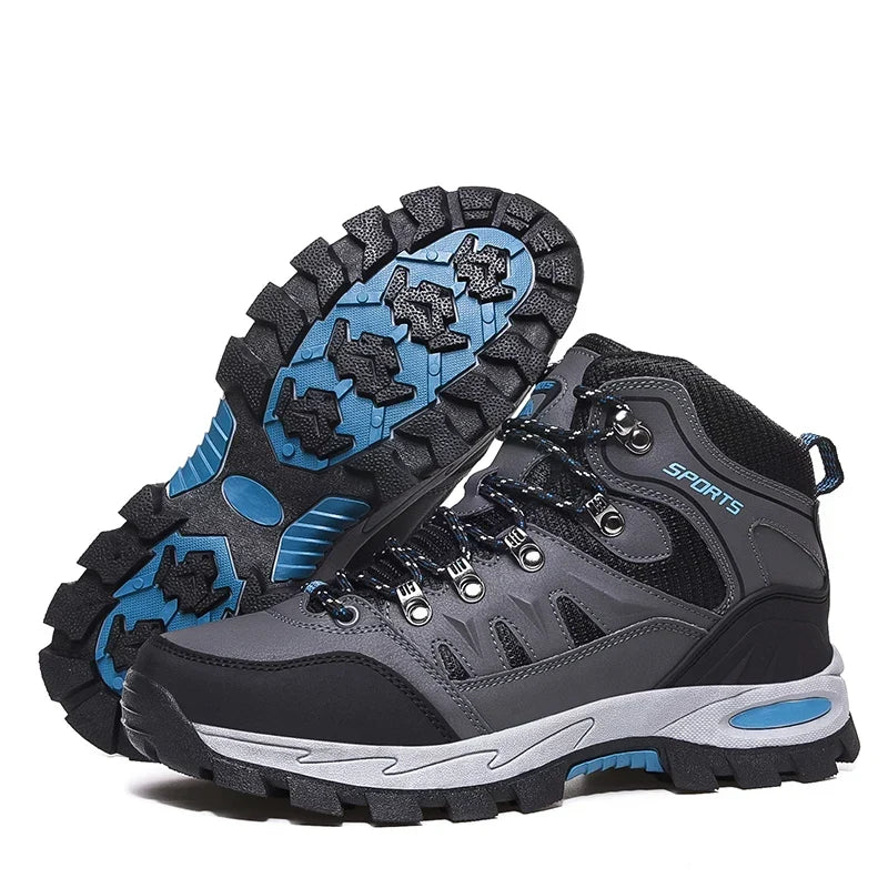Chaussures de randonnée montantes mixtes, semelle en caoutchouc, gris