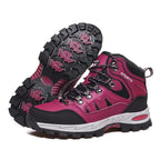 Chaussures de randonnée montantes mixtes, semelle en caoutchouc, rose
