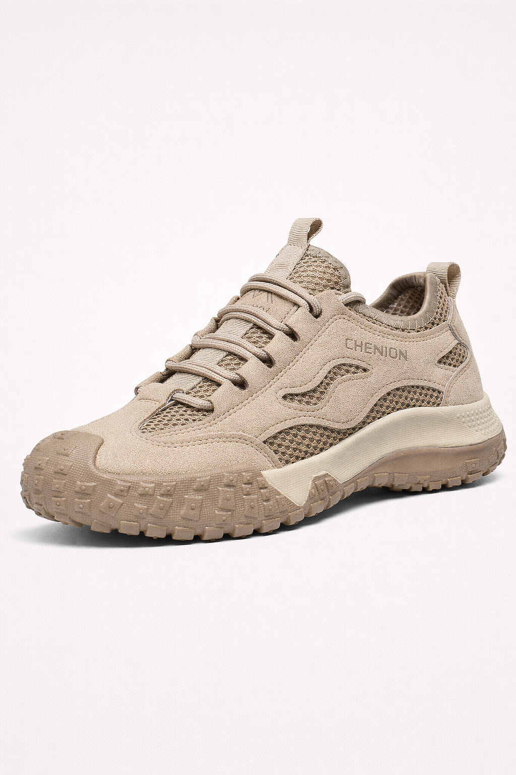 Chaussures d'extérieur homme à semelle gaufrée, kaki ou gris