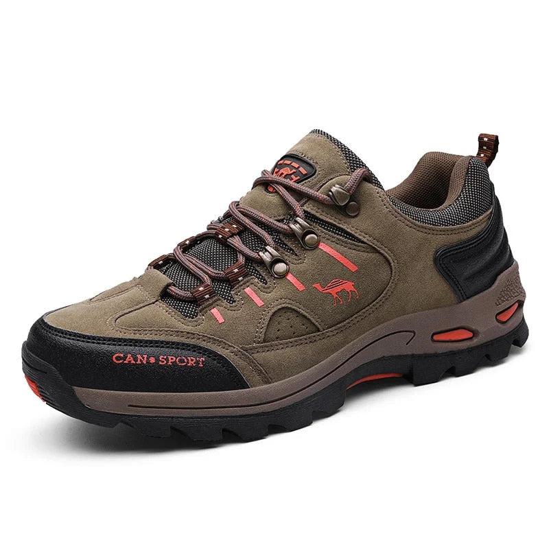 Chaussures de randonnée mixtes à lacets, semelle en caoutchouc, marron