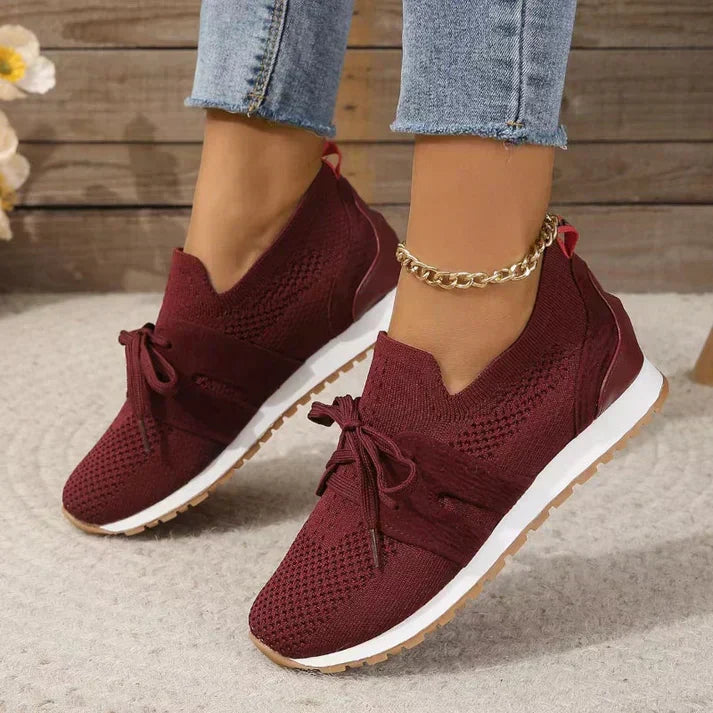 Chaussures de randonnée femme à tige en filet, légères, rouge
