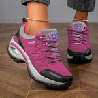 Chaussures de randonnée femme imperméables, à lacets, rose