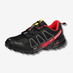 Chaussures de randonnée imperméables mixtes, semelle antidérapante, noir et rouge