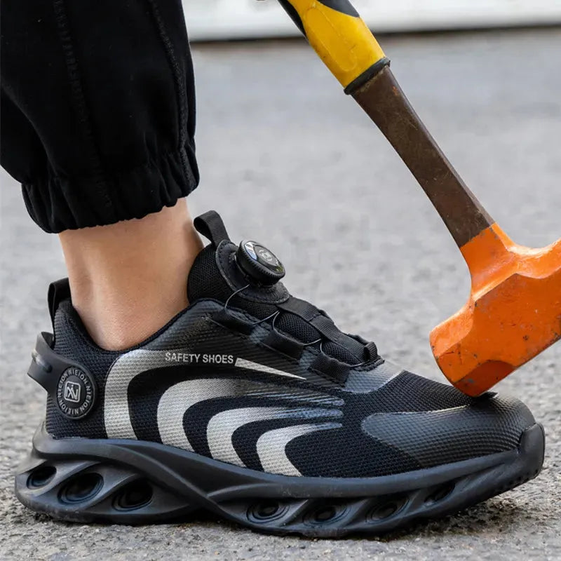 Chaussures de sécurité mixtes, embout acier, bouton rotatif