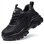 Chaussures de sécurité femme, embout acier, serrage sans lacets, noir