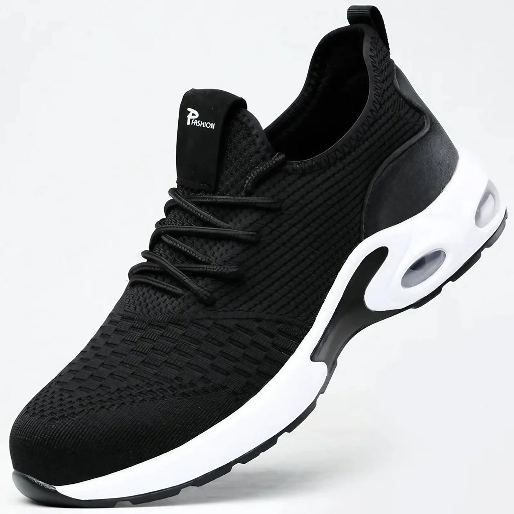 Chaussures de sécurité homme à embout acier, semelle anti-perforation, noir et blanc