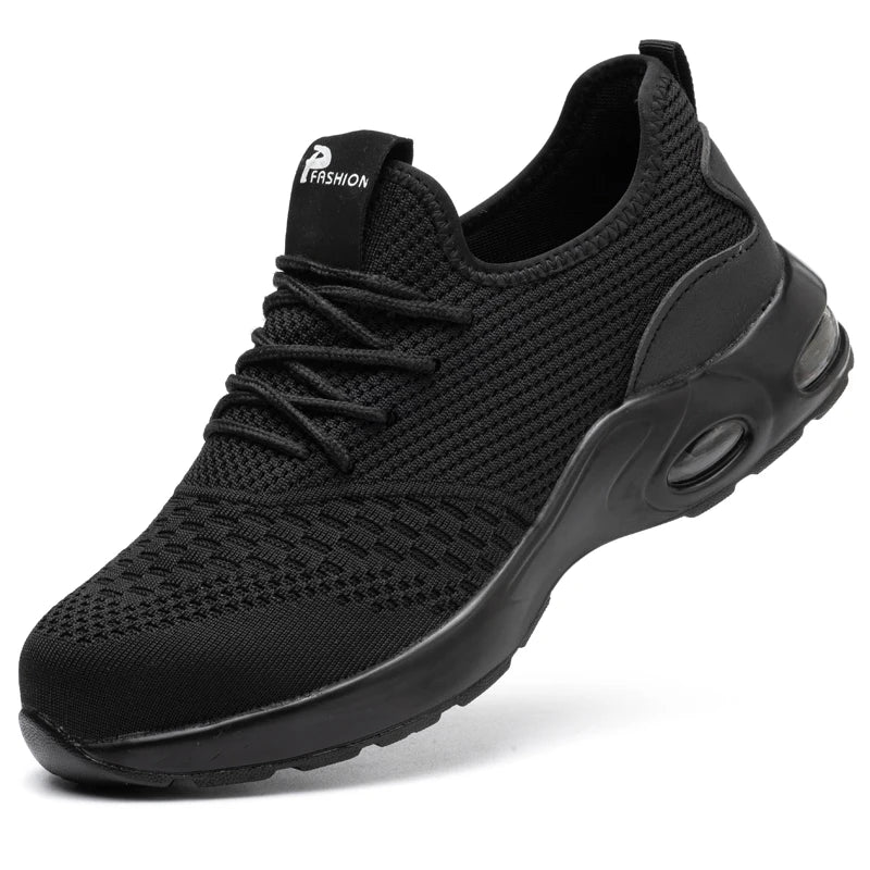 Chaussures de sécurité homme à embout acier, semelle anti-perforation, noir