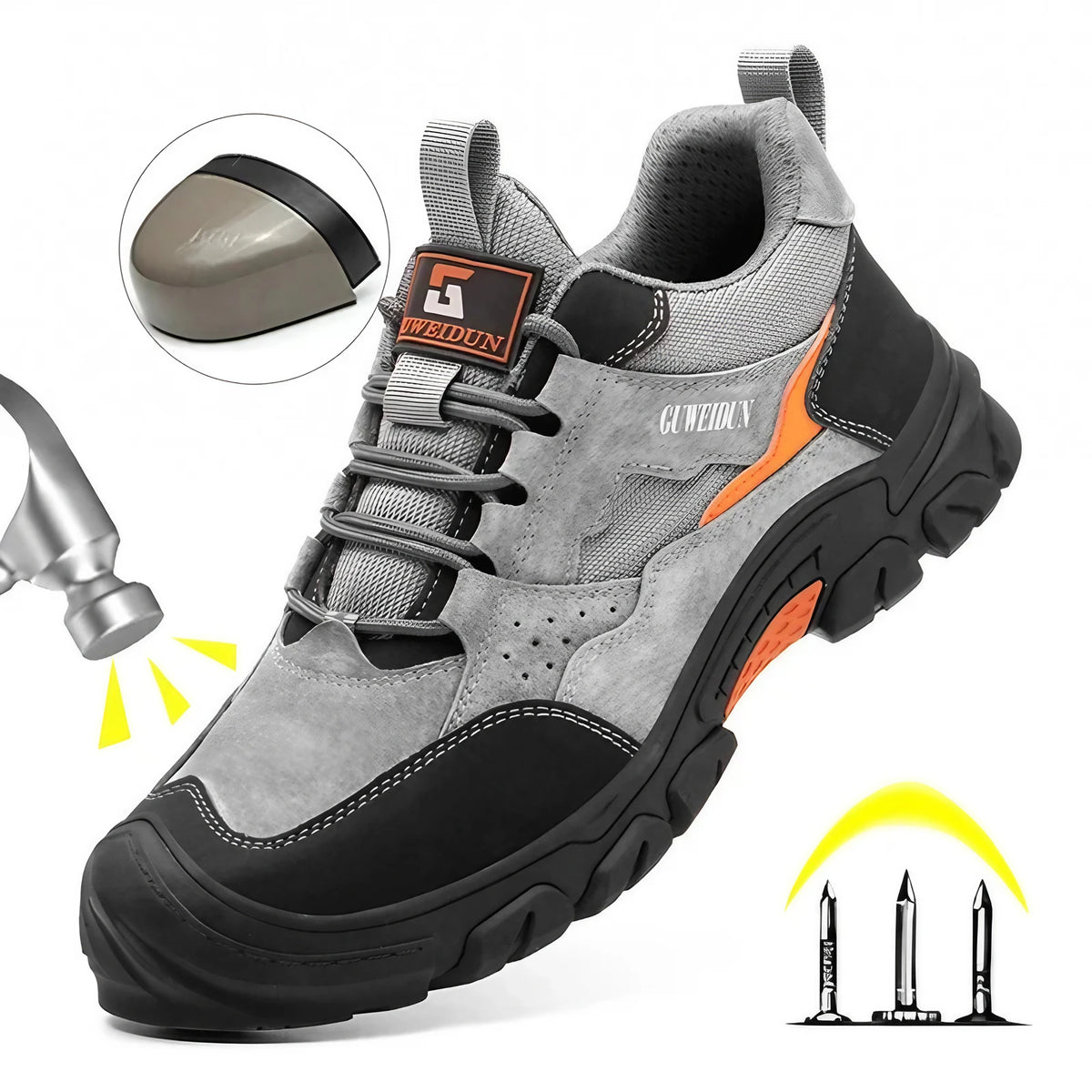 Chaussures de sécurité mixtes en similicuir, coque en acier