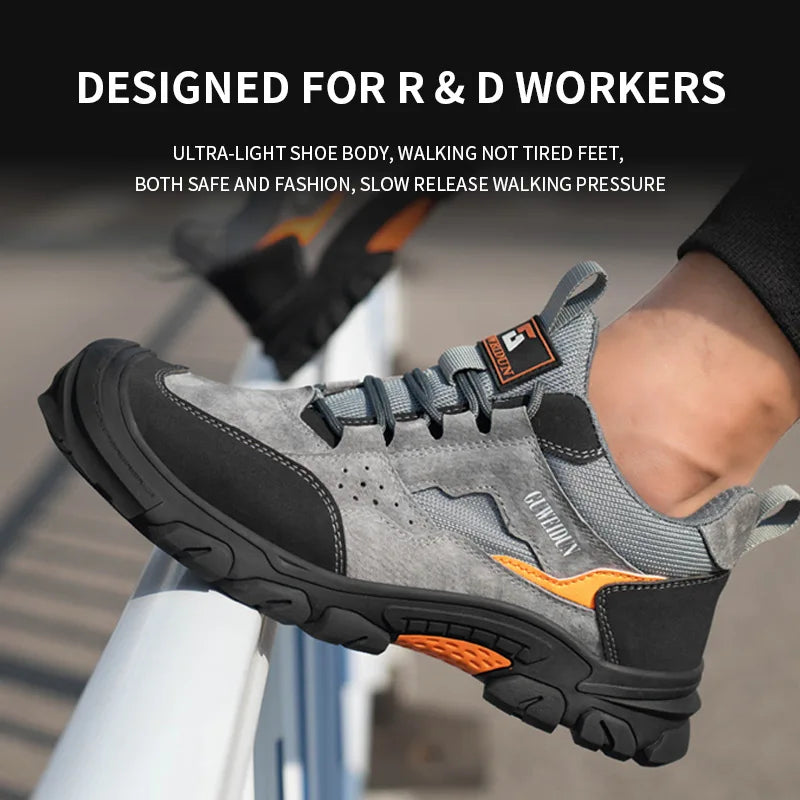 Chaussures de sécurité mixtes en similicuir, coque en acier