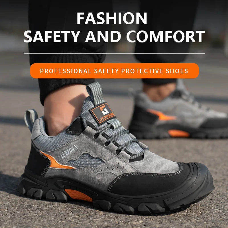 Chaussures de sécurité mixtes en similicuir, coque en acier