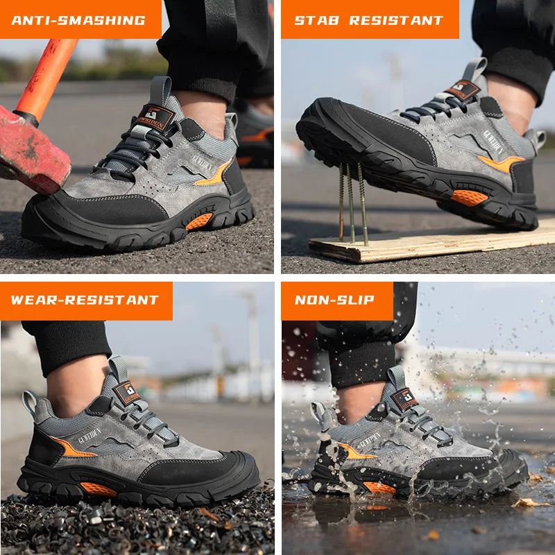 Chaussures de sécurité mixtes en similicuir, coque en acier