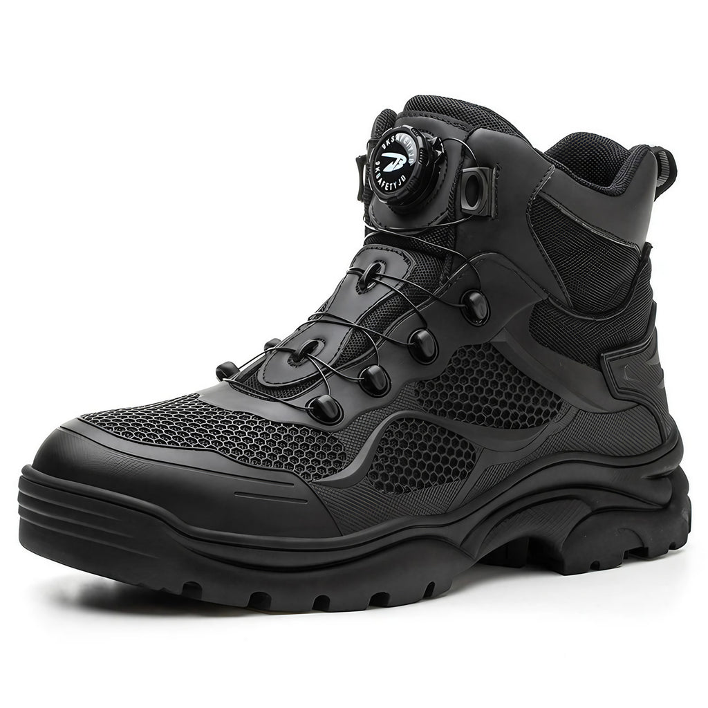 Chaussures de sécurité montantes mixtes, embout acier, bouton rotatif