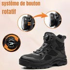 Chaussures de sécurité montantes mixtes, embout acier, bouton rotatif