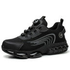 Chaussures de sécurité mixtes à laçage rotatif, embout en acier, noir