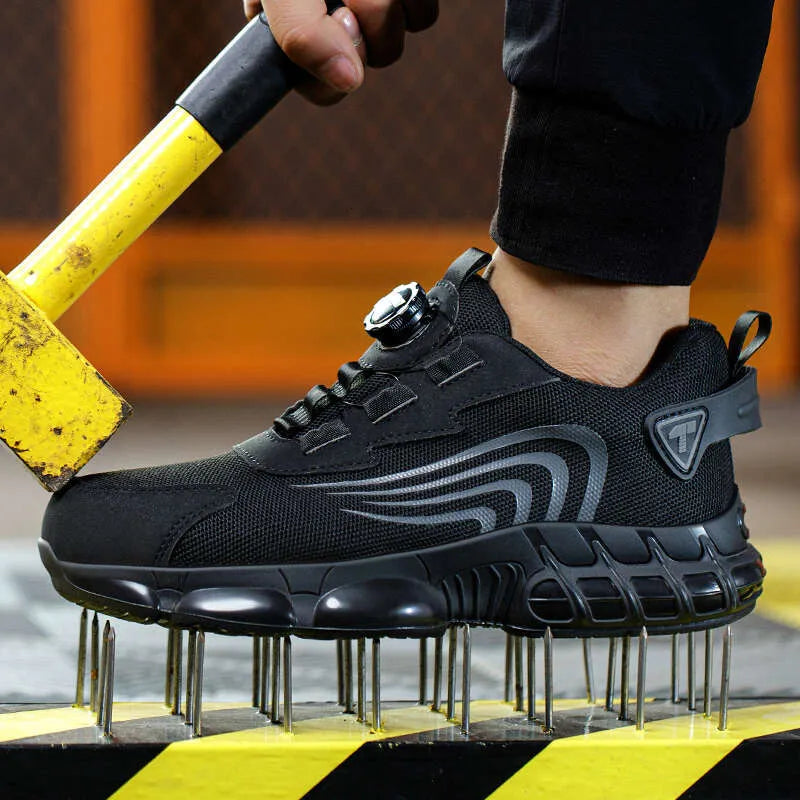 Chaussures de sécurité mixtes à laçage rotatif, embout en acier