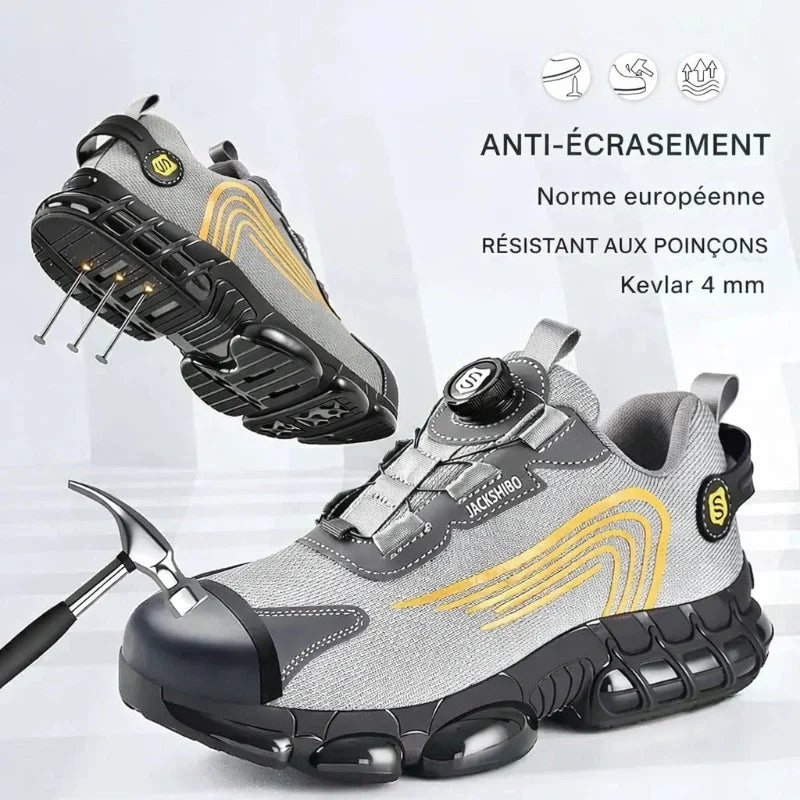 Chaussures de sécurité mixtes à laçage rotatif, embout en acier