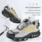 Chaussures de sécurité mixtes à laçage rotatif, embout en acier