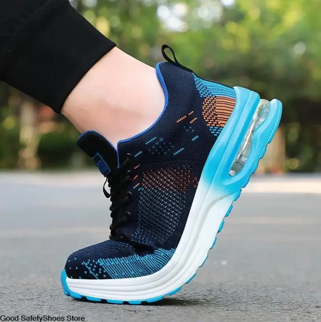 Chaussures orthopédiques de sécurité mixtes, embout en acier, bleu