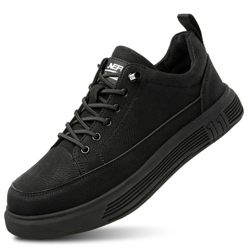 Chaussures de sécurité sans lacets imperméables, embout acier, noir
