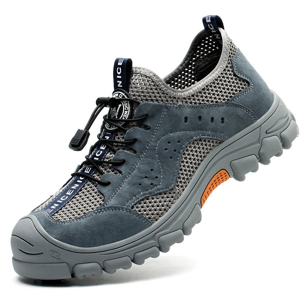Chaussures de sécurité mixtes à bout en acier, respirantes, gris
