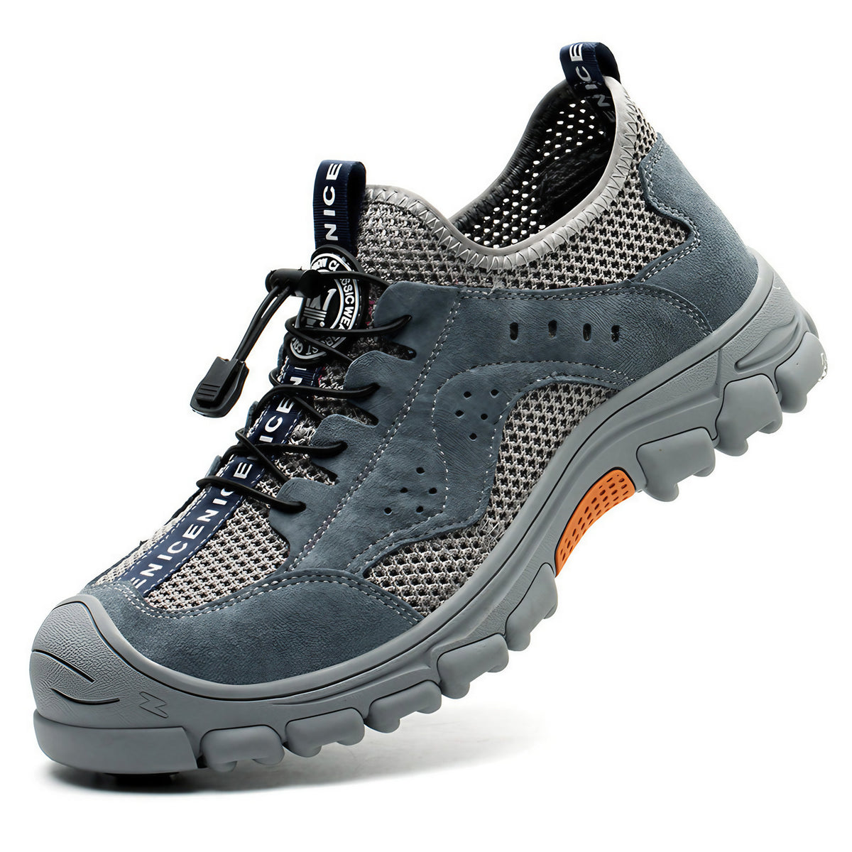 Chaussures de sécurité mixtes à bout en acier, respirantes, gris