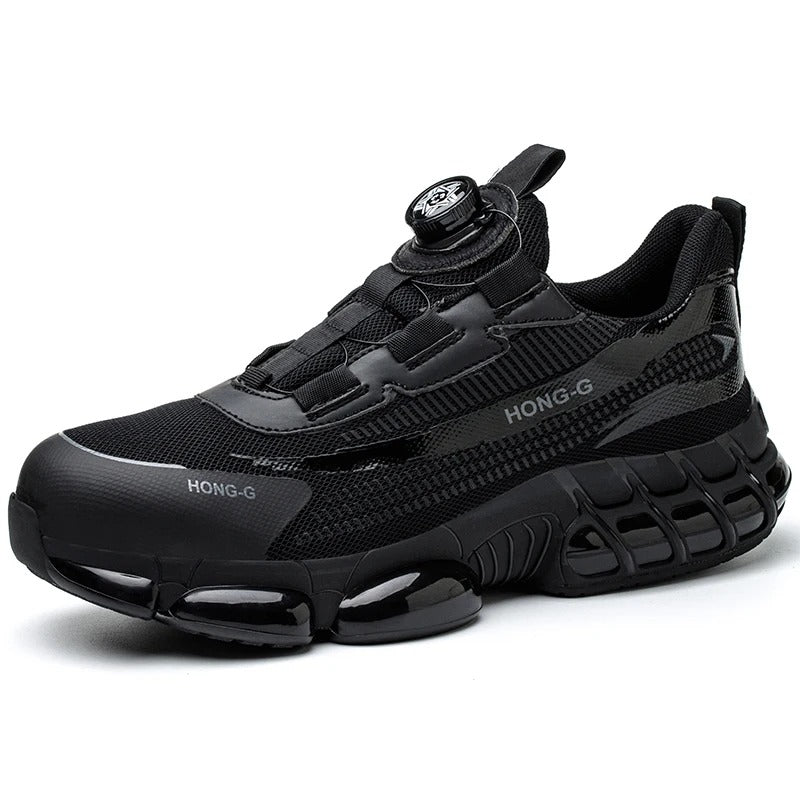 Chaussures de sécurité anti-écrasement à serrage par molette, noir
