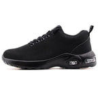 Chaussures de sécurité unisexe noires, embout acier, coussin d'air