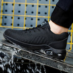 Chaussures de sécurité unisexe noires, embout acier, coussin d'air