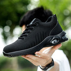 Chaussures de sécurité unisexe noires, embout acier, coussin d'air