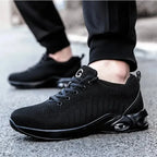 Chaussures de sécurité unisexe noires, embout acier, coussin d'air