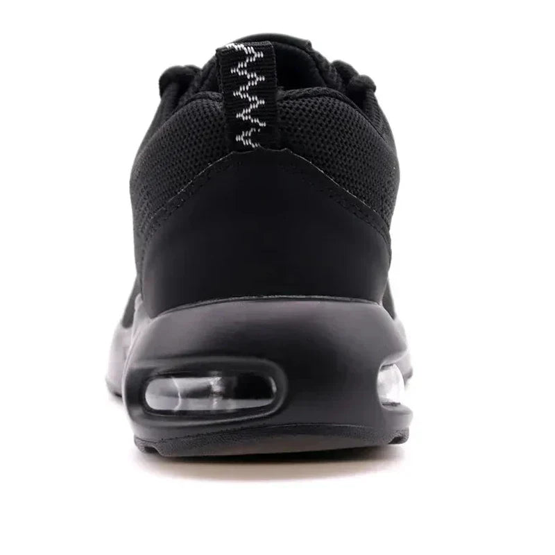 Chaussures de sécurité unisexe noires, embout acier, coussin d'air