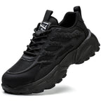 Chaussures de sécurité mixtes à embout acier, dessus en maille, noir