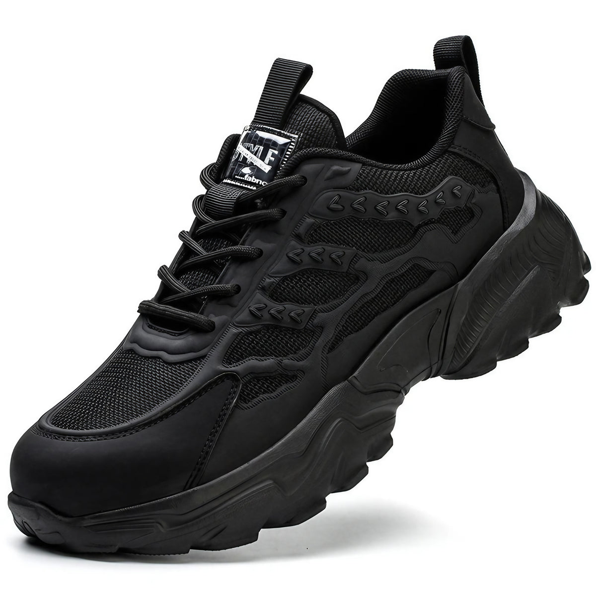 Chaussures de sécurité mixtes à embout acier, dessus en maille, noir