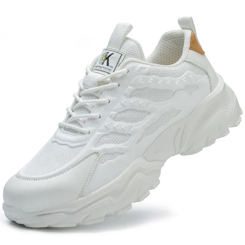 Chaussures de sécurité mixtes à embout acier, dessus en maille, blanc