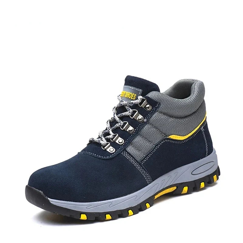 Chaussures de sécurité unisexe à embout acier, fermeture à boucle, bleu
