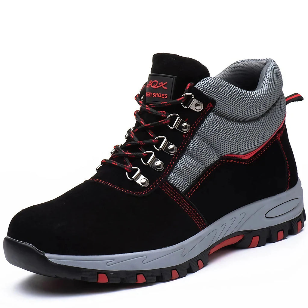 Chaussures de sécurité unisexe à embout acier, fermeture à boucle, noir